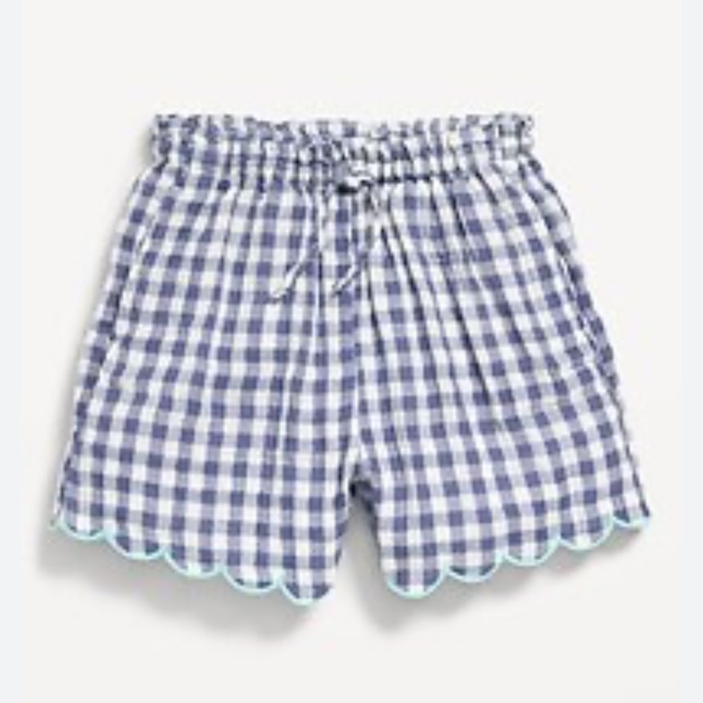 Baby Girls Old Navy Navy Blue Gingham Infant Toddler Scalloped Shorts NWT 3T New